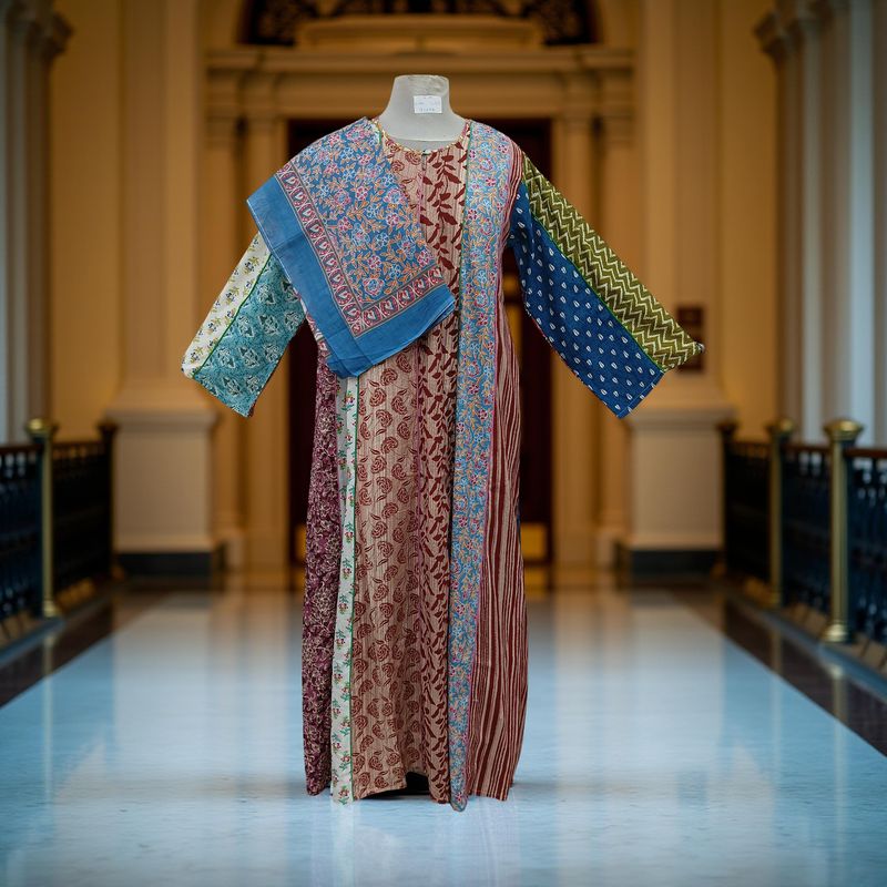 S/M Malaysia Printed Cotton Dress 57&quot; Long Jalabiya With Sheila