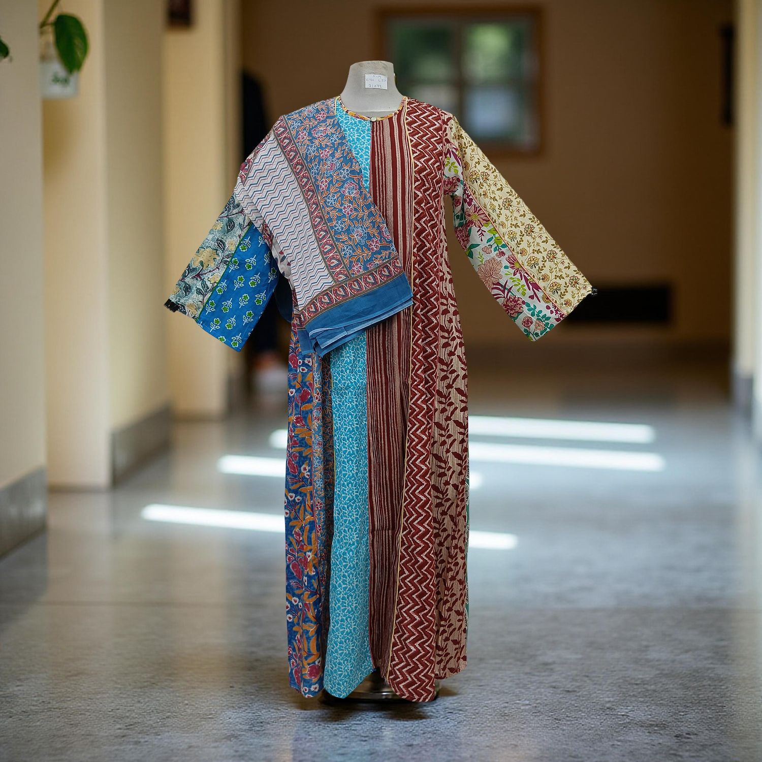 S/M Malaysia Printed Cotton Dress 57&quot; Long Jalabiya With Sheila