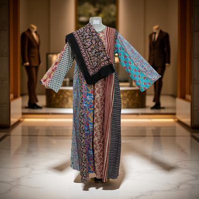 S/M Malaysia Printed Cotton Dress 57&quot; Long Jalabiya With Sheila