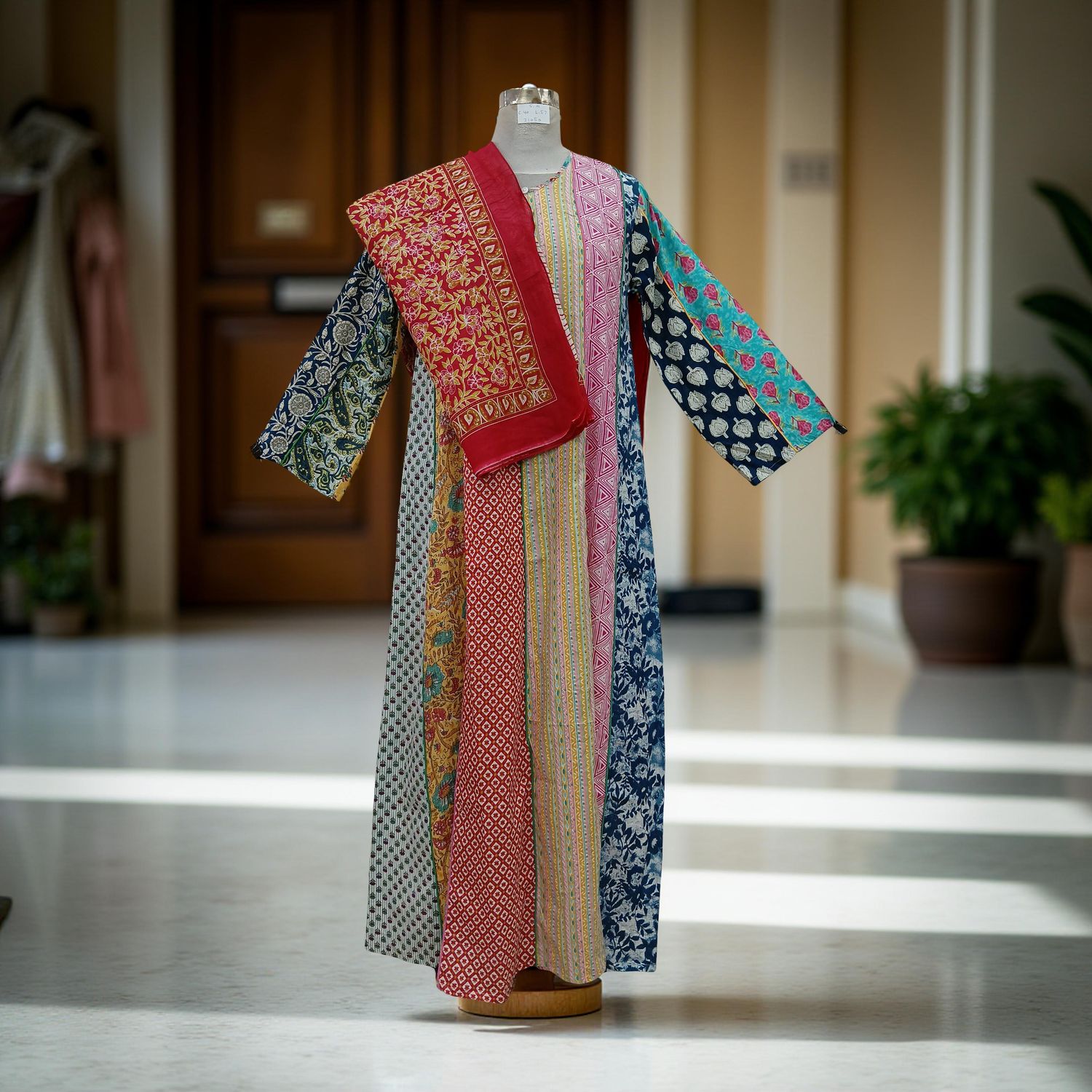 S/M Malaysia Printed Cotton Dress 57&quot; Long Jalabiya With Sheila