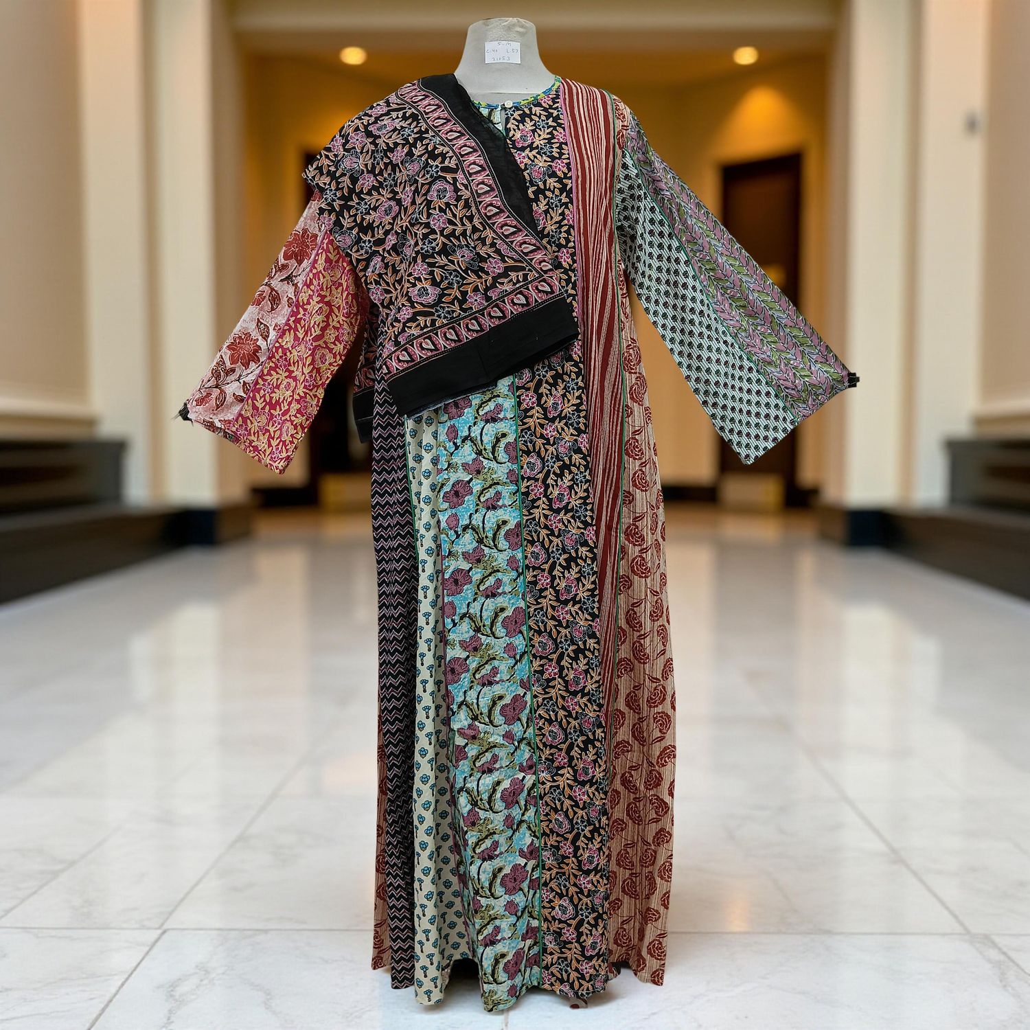 S/M Malaysia Printed Cotton Dress 57&quot; Long Jalabiya With Sheila