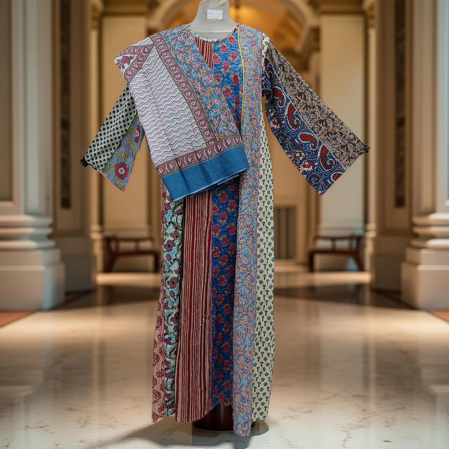 S/M Malaysia Printed Cotton Dress 57&quot; Long Jalabiya With Sheila