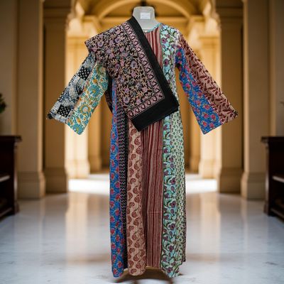 S/M Malaysia Printed Cotton Dress 57&quot; Long Jalabiya With Sheila