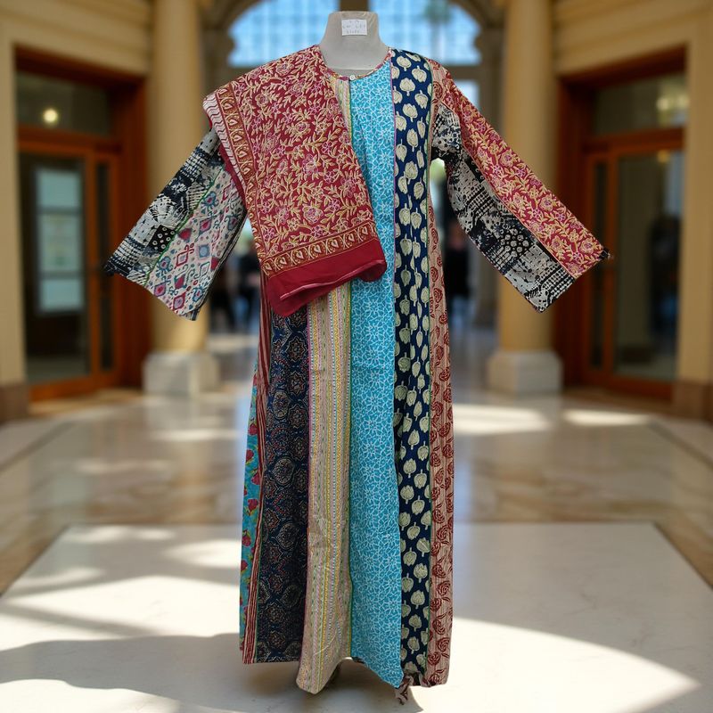 S/M Malaysia Printed Cotton Dress 57&quot; Long Jalabiya With Sheila
