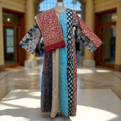 S/M Malaysia Printed Cotton Dress 57&quot; Long Jalabiya With Sheila