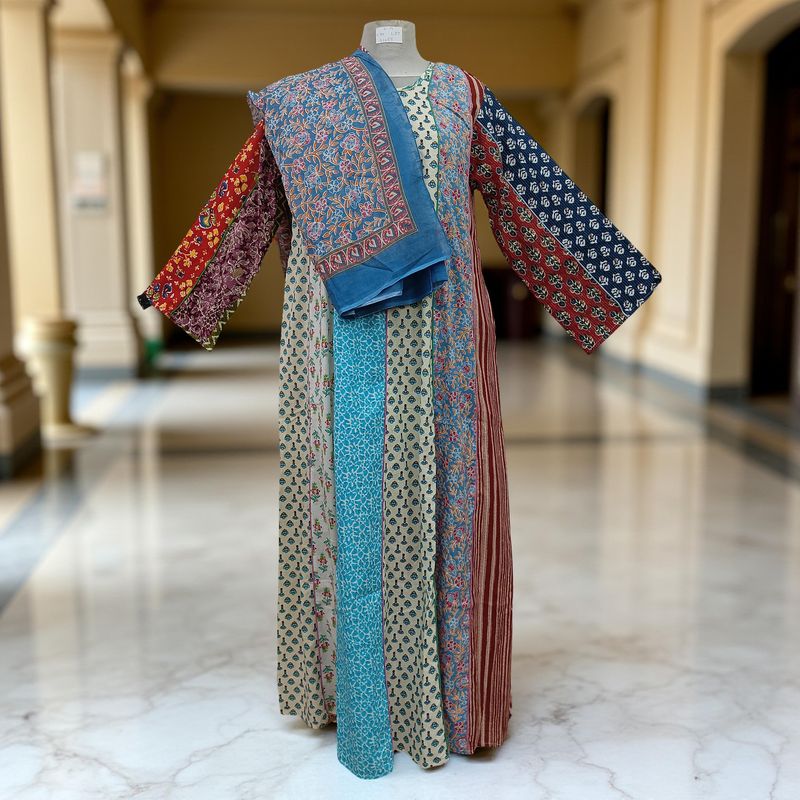S/M Malaysia Printed Cotton Dress 57&quot; Long Jalabiya With Sheila