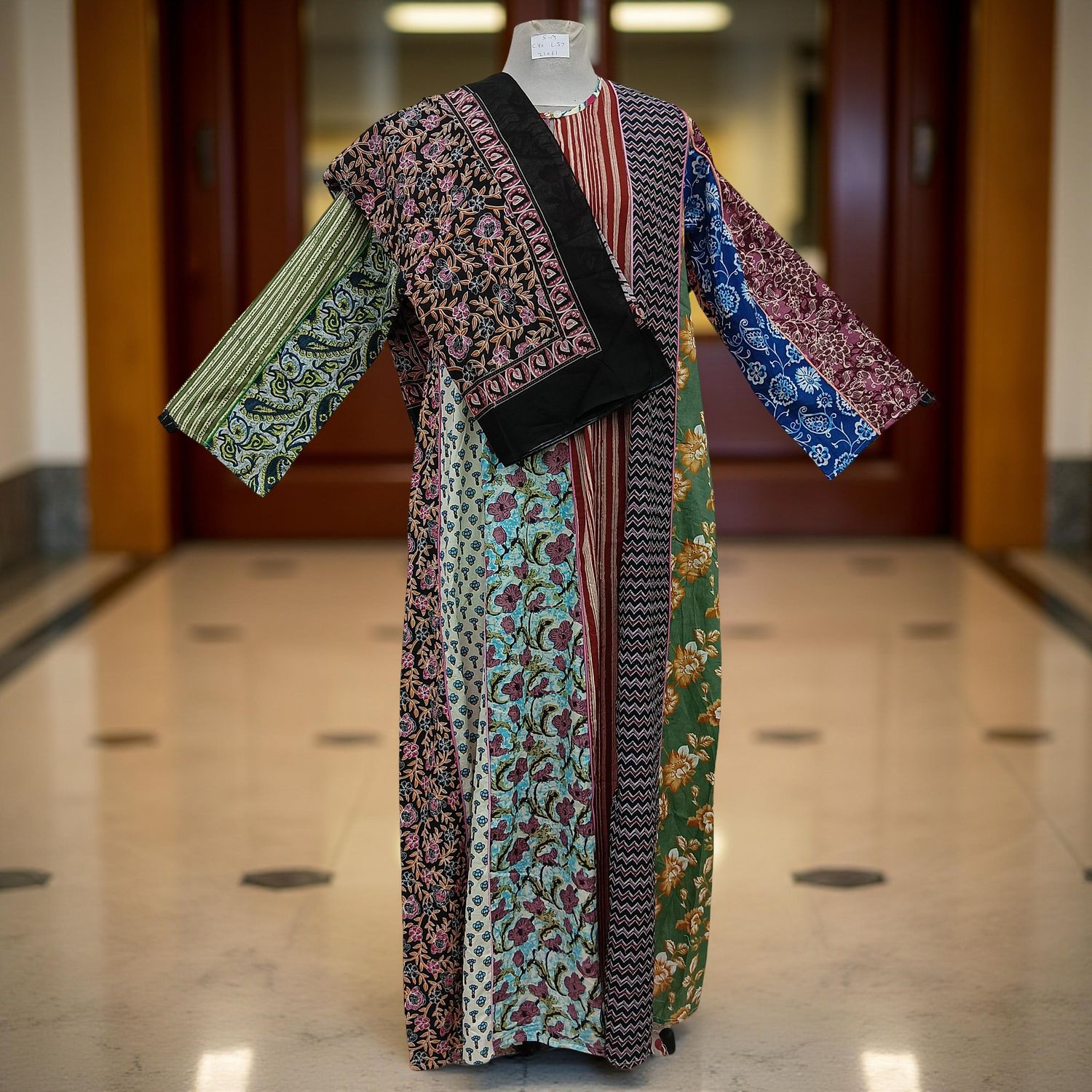 S/M Malaysia Printed Cotton Dress 57&quot; Long Jalabiya With Sheila