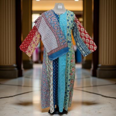 S/M Malaysia Printed Cotton Dress 57&quot; Long Jalabiya With Sheila