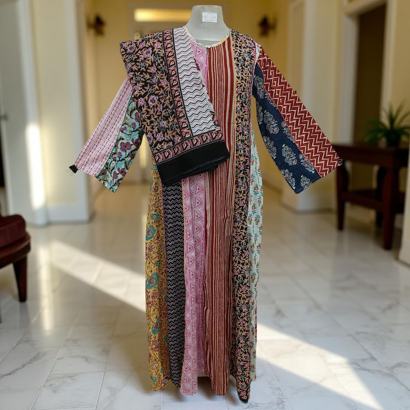 S/M Malaysia Printed Cotton Dress 57&quot; Long Jalabiya With Sheila