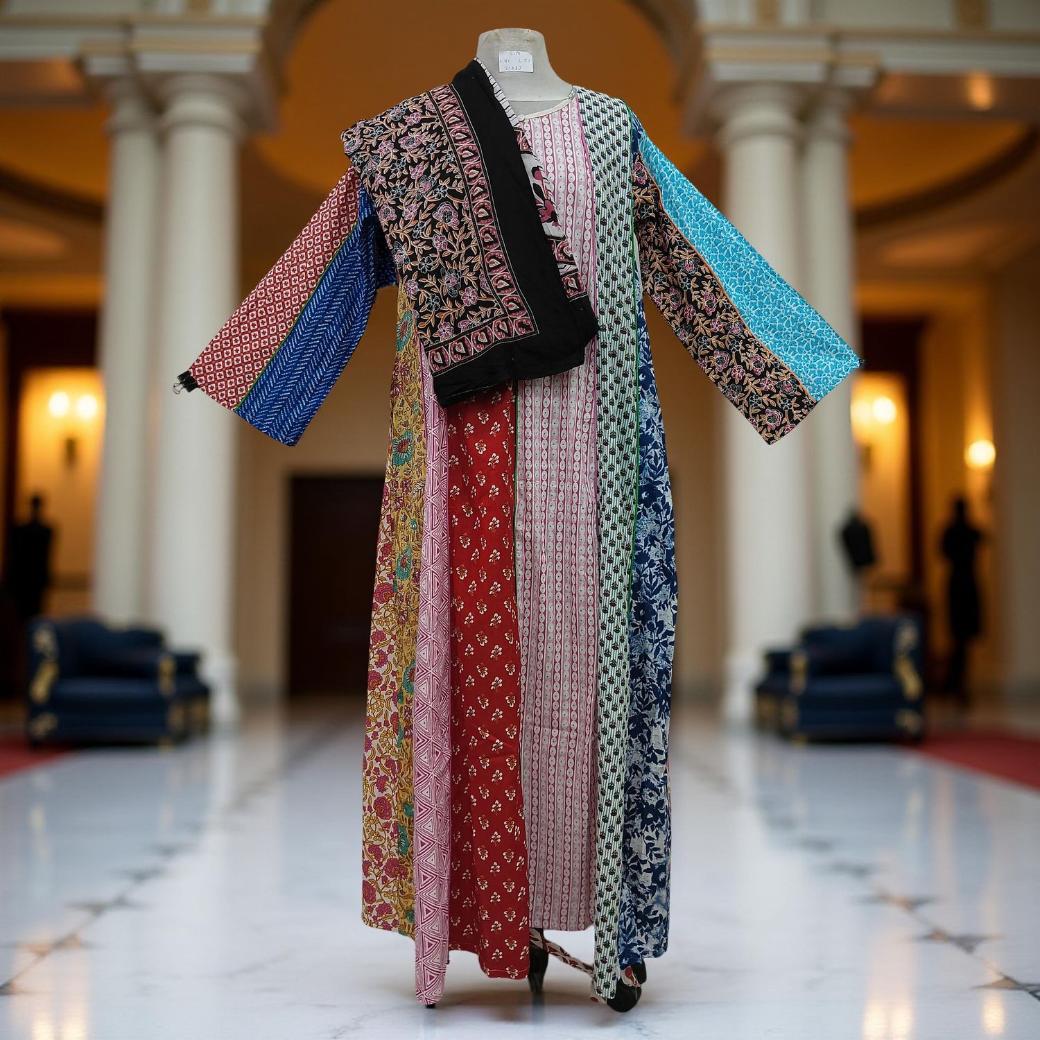 S/M Malaysia Printed Cotton Dress 57&quot; Long Jalabiya With Sheila