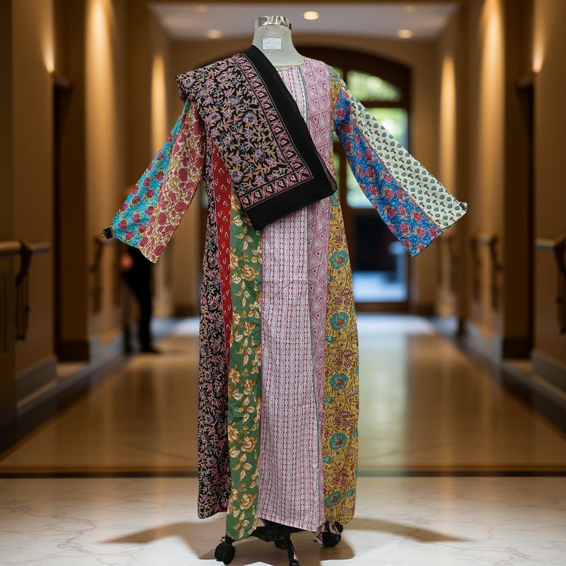 S/M Malaysia Printed Cotton Dress 57&quot; Long Jalabiya With Sheila