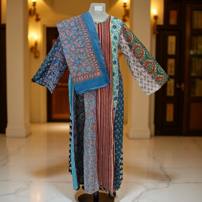 S/M Malaysia Printed Cotton Dress 57&quot; Long Jalabiya With Sheila