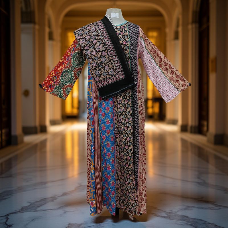 S/M Malaysia Printed Cotton Dress 57&quot; Long Jalabiya With Sheila