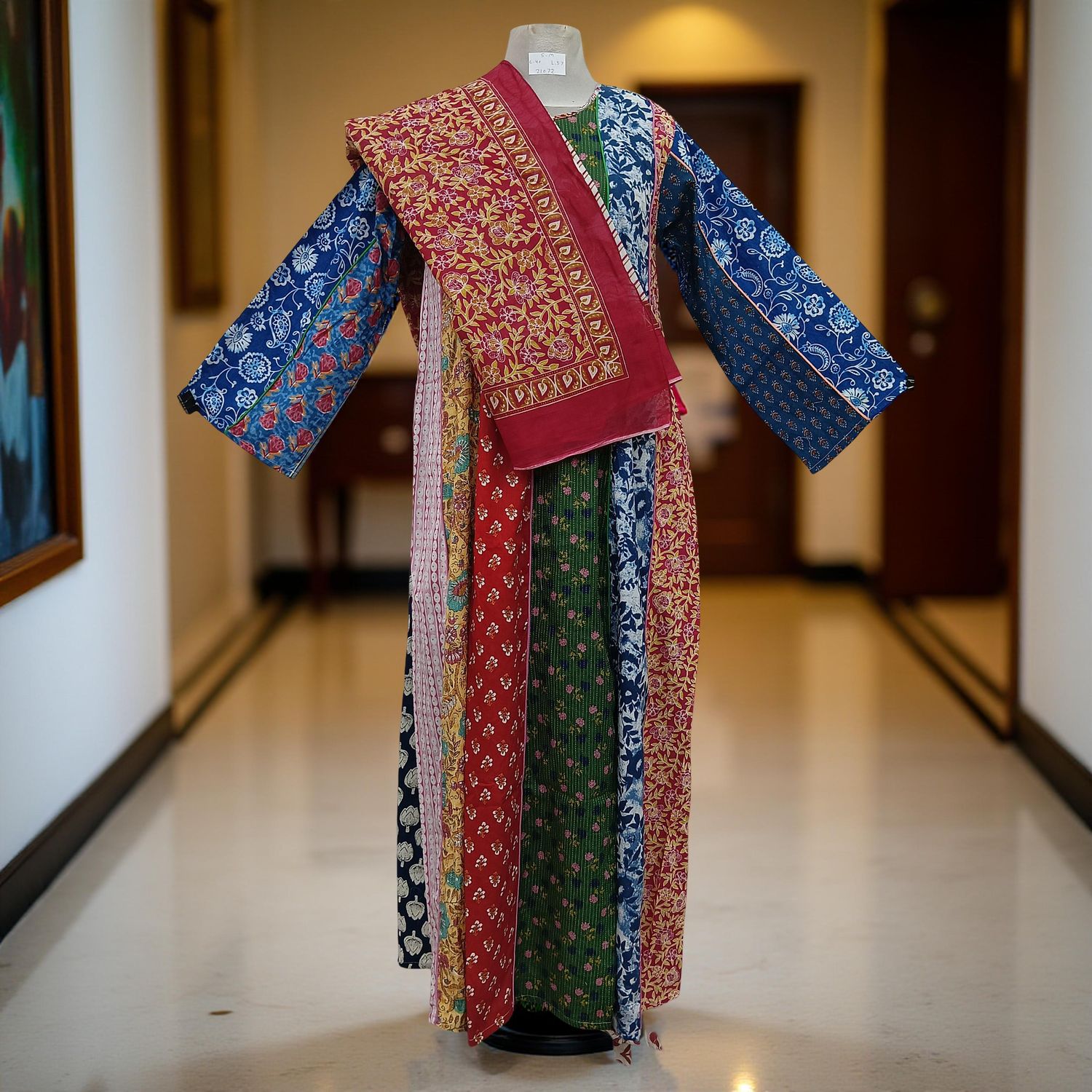 S/M Malaysia Printed Cotton Dress 57&quot; Long Jalabiya With Sheila