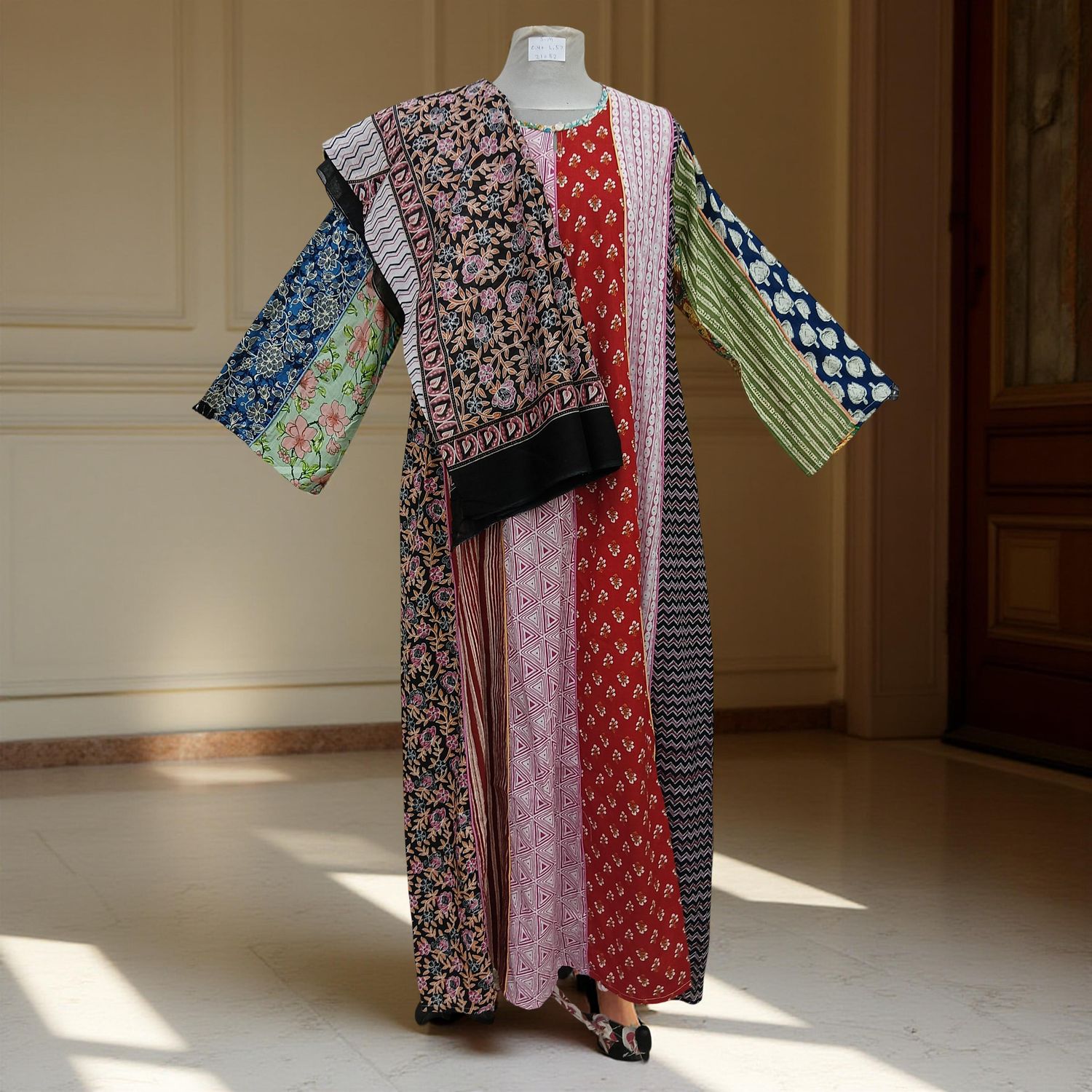 S/M Malaysia Printed Cotton Dress 57&quot; Long Jalabiya With Sheila