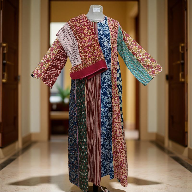 S/M Malaysia Printed Cotton Dress 57&quot; Long Jalabiya With Sheila