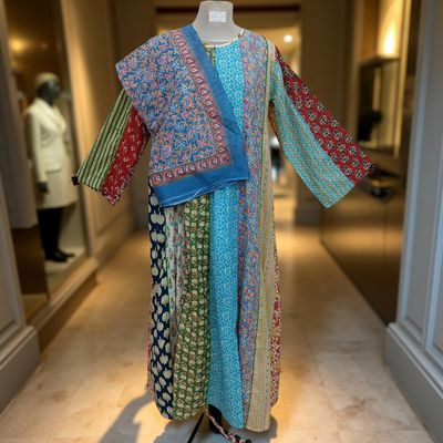 S/M Malaysia Printed Cotton Dress 57&quot; Long Jalabiya With Sheila