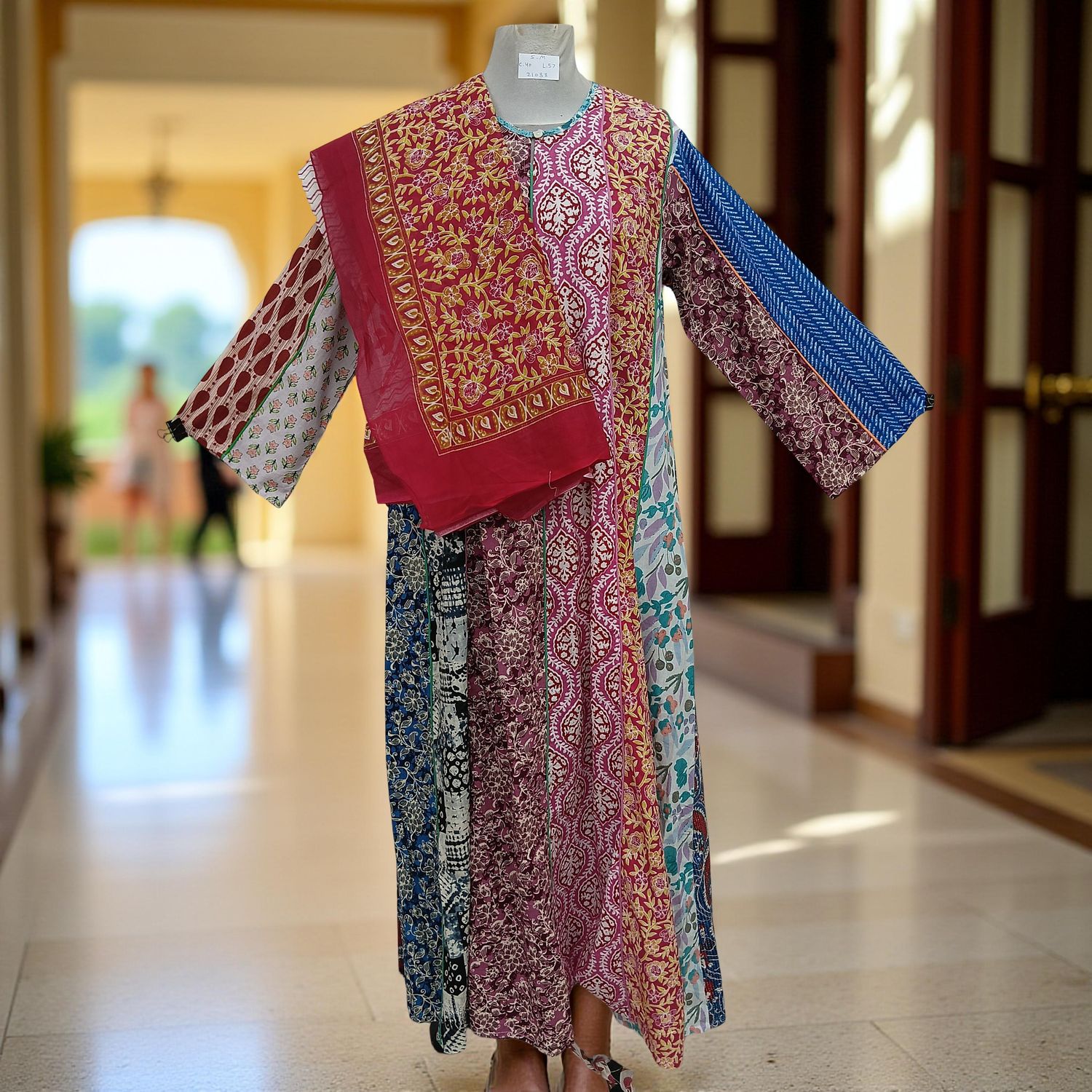 S/M Malaysia Printed Cotton Dress 57&quot; Long Jalabiya With Sheila