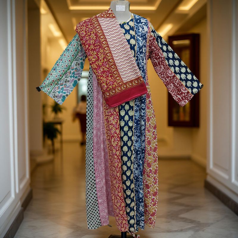 S/M Malaysia Printed Cotton Dress 57&quot; Long Jalabiya With Sheila