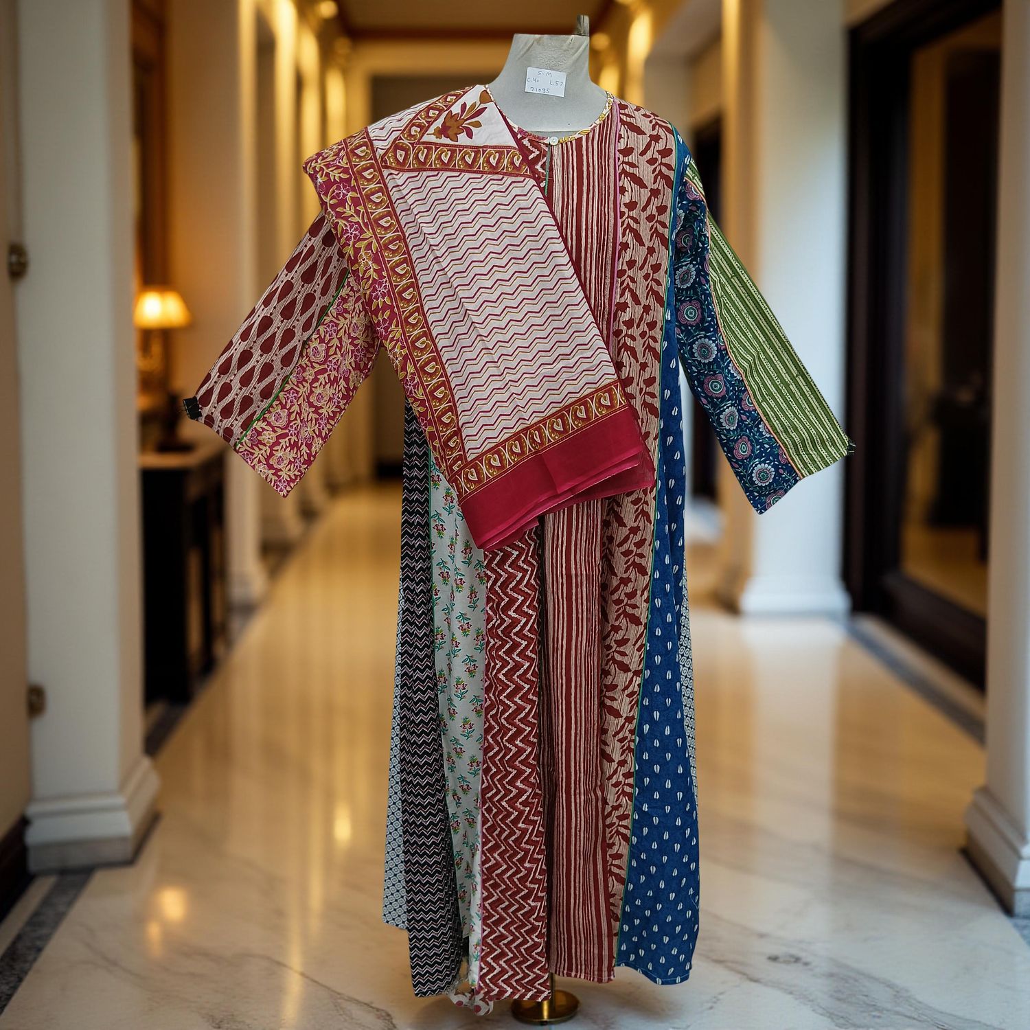 S/M Malaysia Printed Cotton Dress 57&quot; Long Jalabiya With Sheila