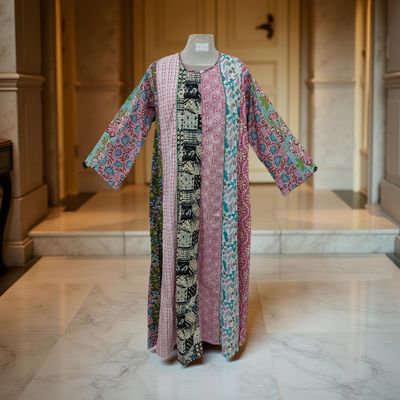 S/M Malaysia Printed Cotton Dress 57&quot; Long Jalabiya