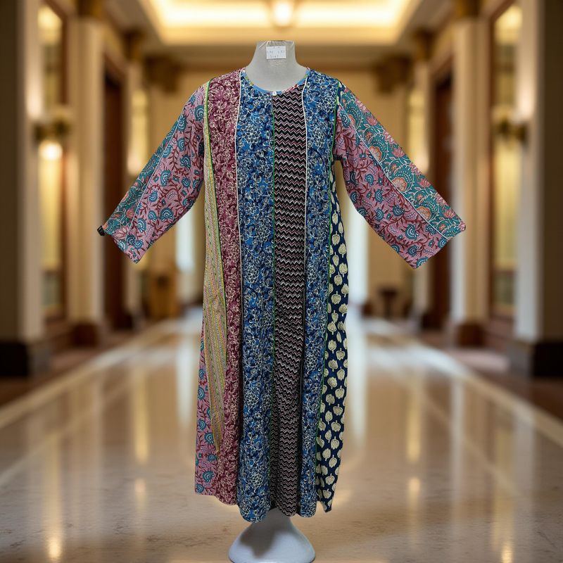 S/M Malaysia Printed Cotton Dress 57&quot; Long Jalabiya