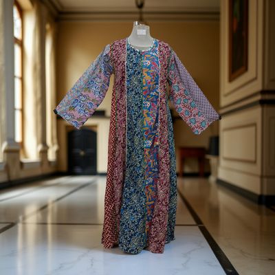 S/M Malaysia Printed Cotton Dress 57&quot; Long Jalabiya