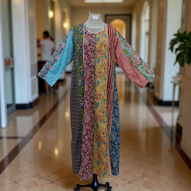 S/M Malaysia Printed Cotton Dress 57&quot; Long Jalabiya