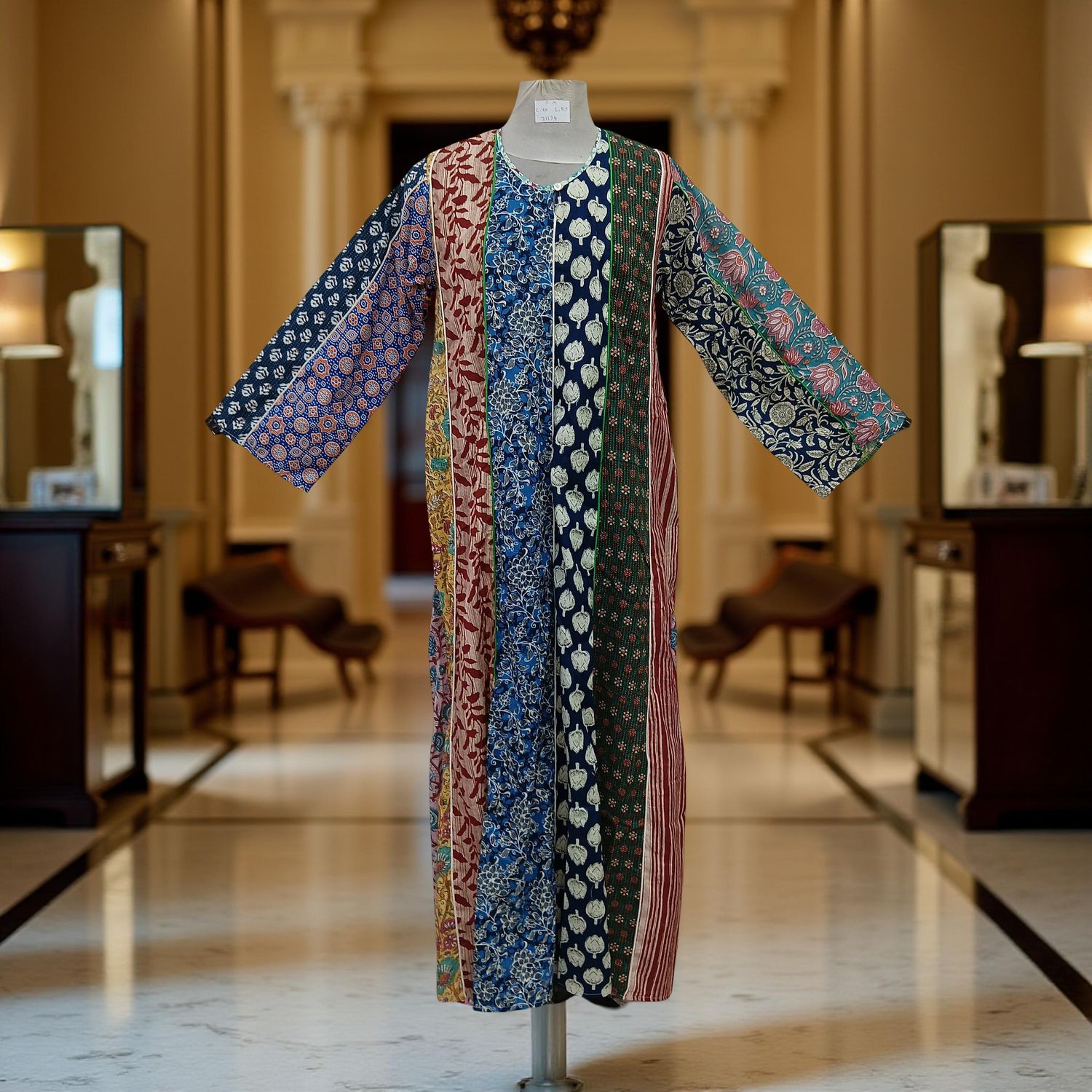 S/M Malaysia Printed Cotton Dress 57&quot; Long Jalabiya