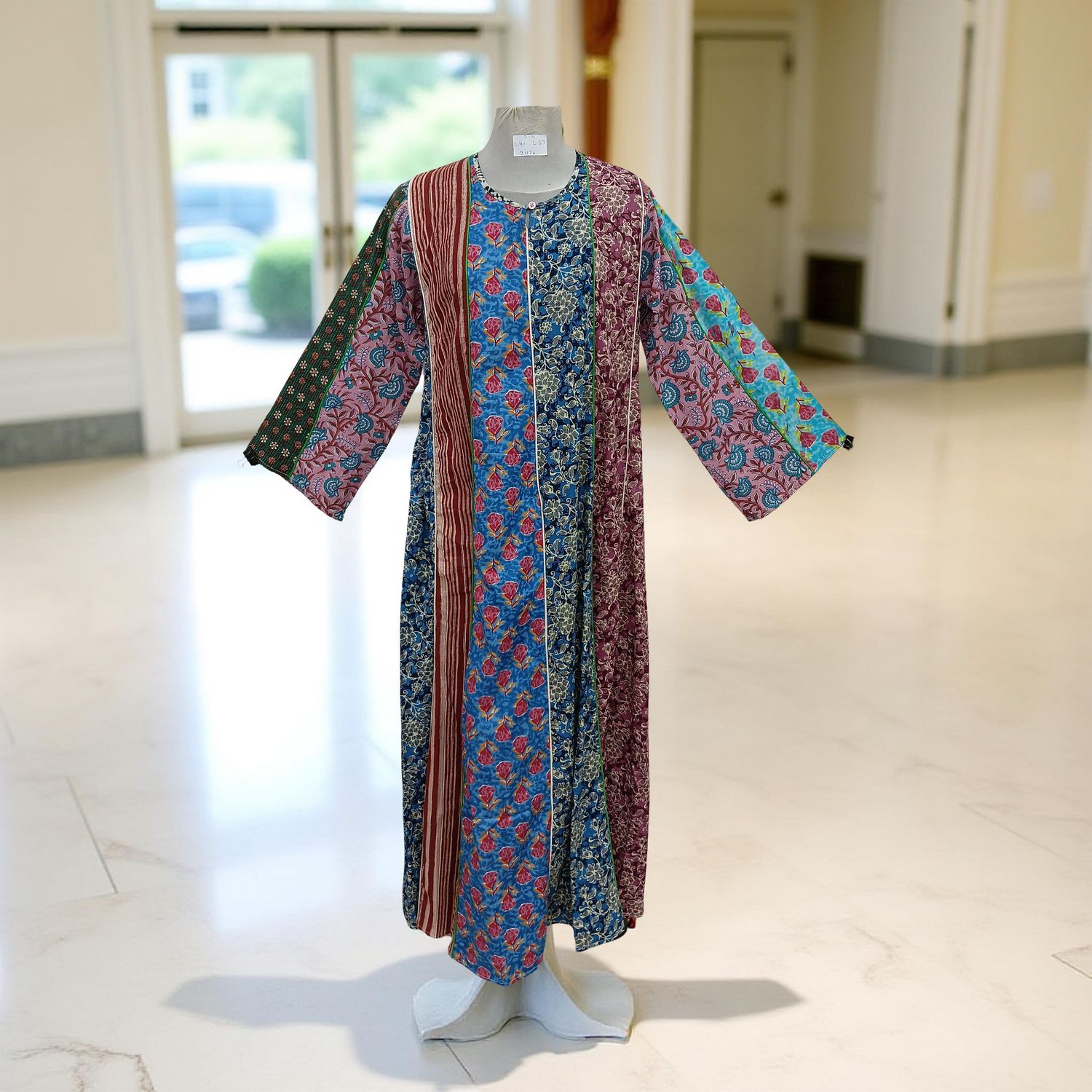 S/M Malaysia Printed Cotton Dress 57&quot; Long Jalabiya