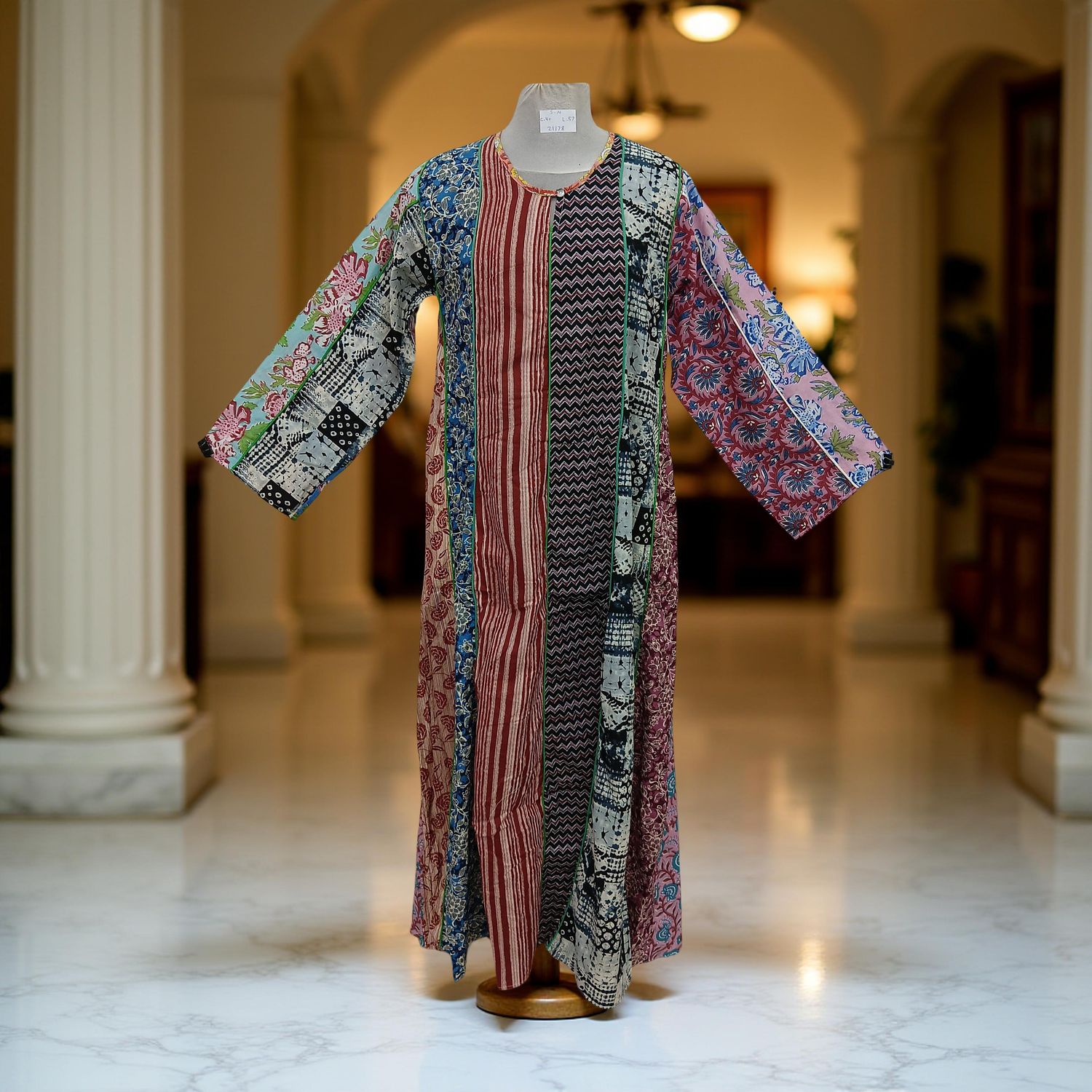 S/M Malaysia Printed Cotton Dress 57&quot; Long Jalabiya