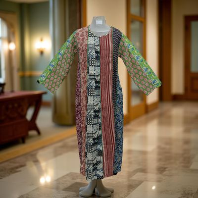 S/M Malaysia Printed Cotton Dress 57&quot; Long Jalabiya