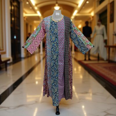 S/M Malaysia Printed Cotton Dress 57&quot; Long Jalabiya