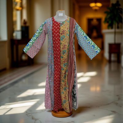 S/M Malaysia Printed Cotton Dress 57&quot; Long Jalabiya
