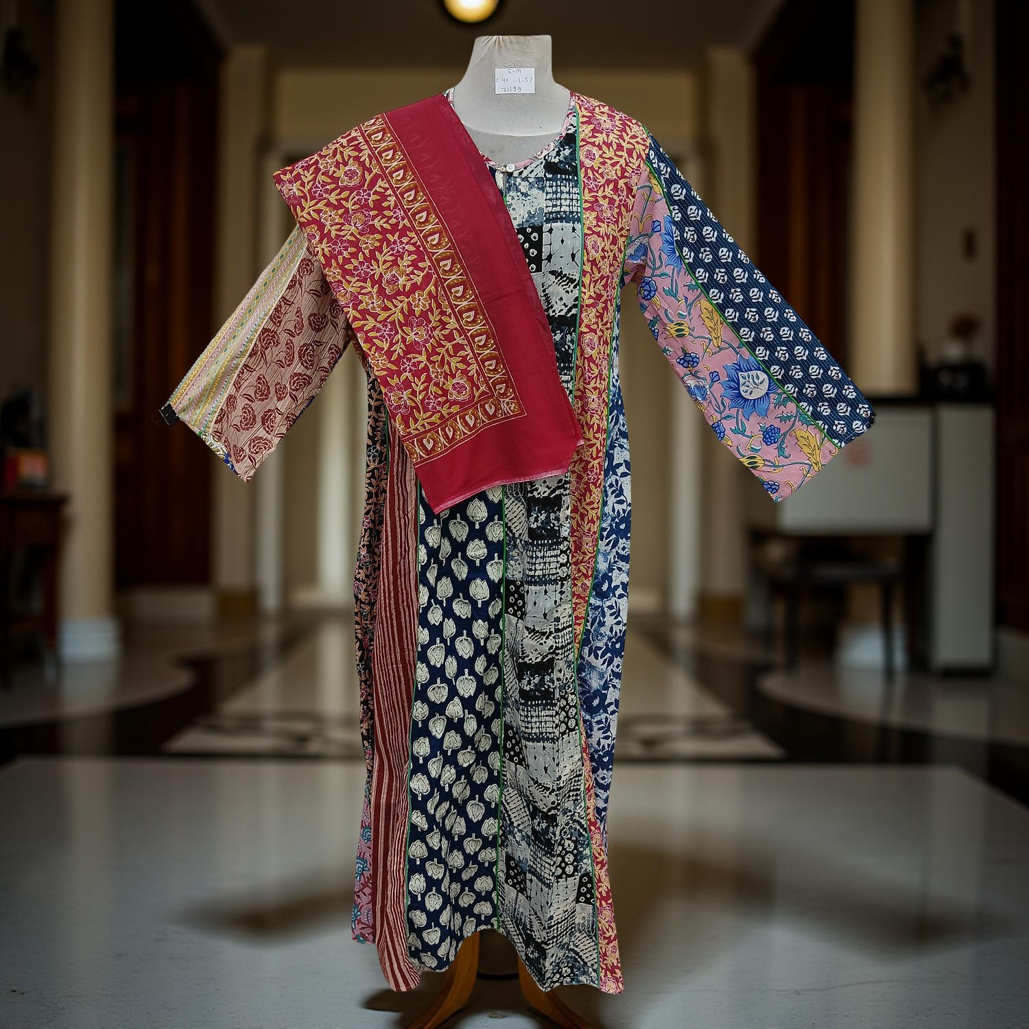 S/M Malaysia Printed Cotton Dress 57&quot; Long Jalabiya With Sheila