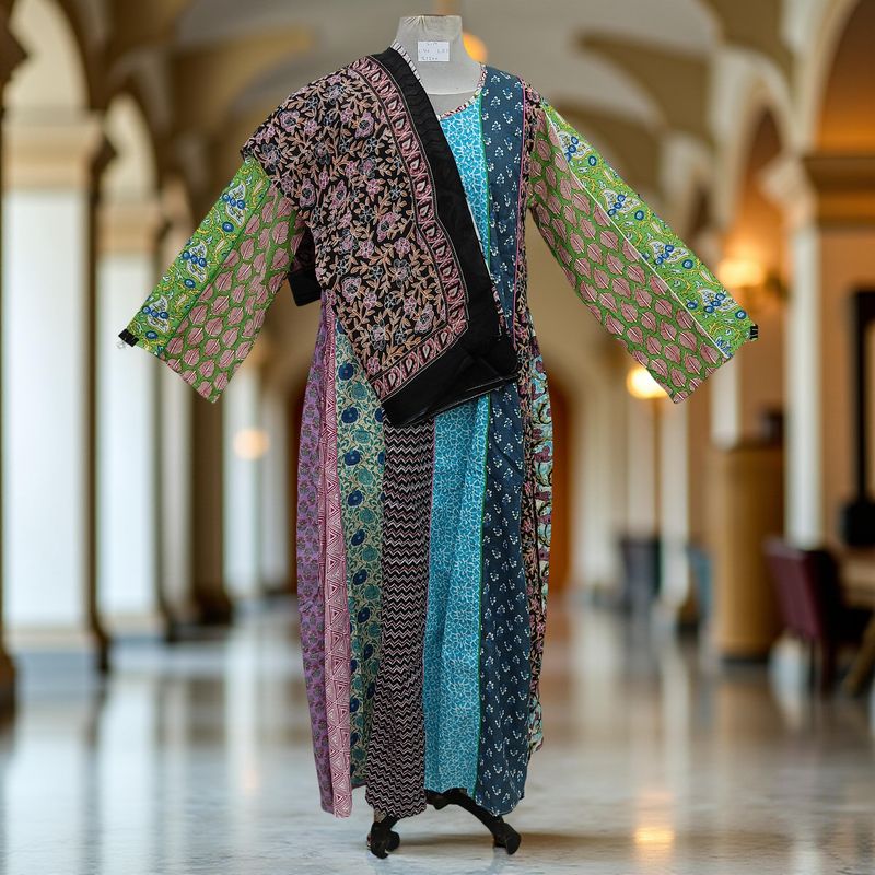 S/M Malaysia Printed Cotton Dress 57&quot; Long Jalabiya With Sheila