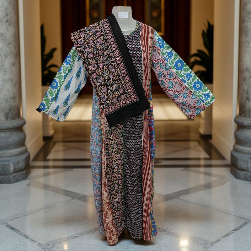 S/M Malaysia Printed Cotton Dress 57&quot; Long Jalabiya With Sheila