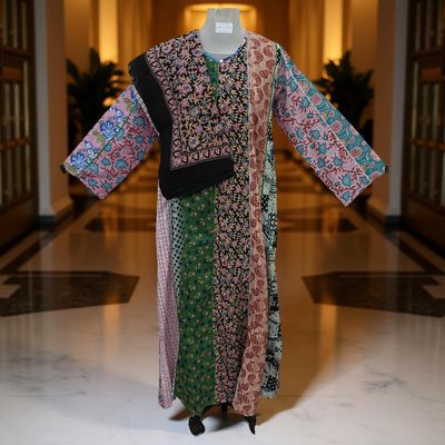 S/M Malaysia Printed Cotton Dress 57&quot; Long Jalabiya With Sheila