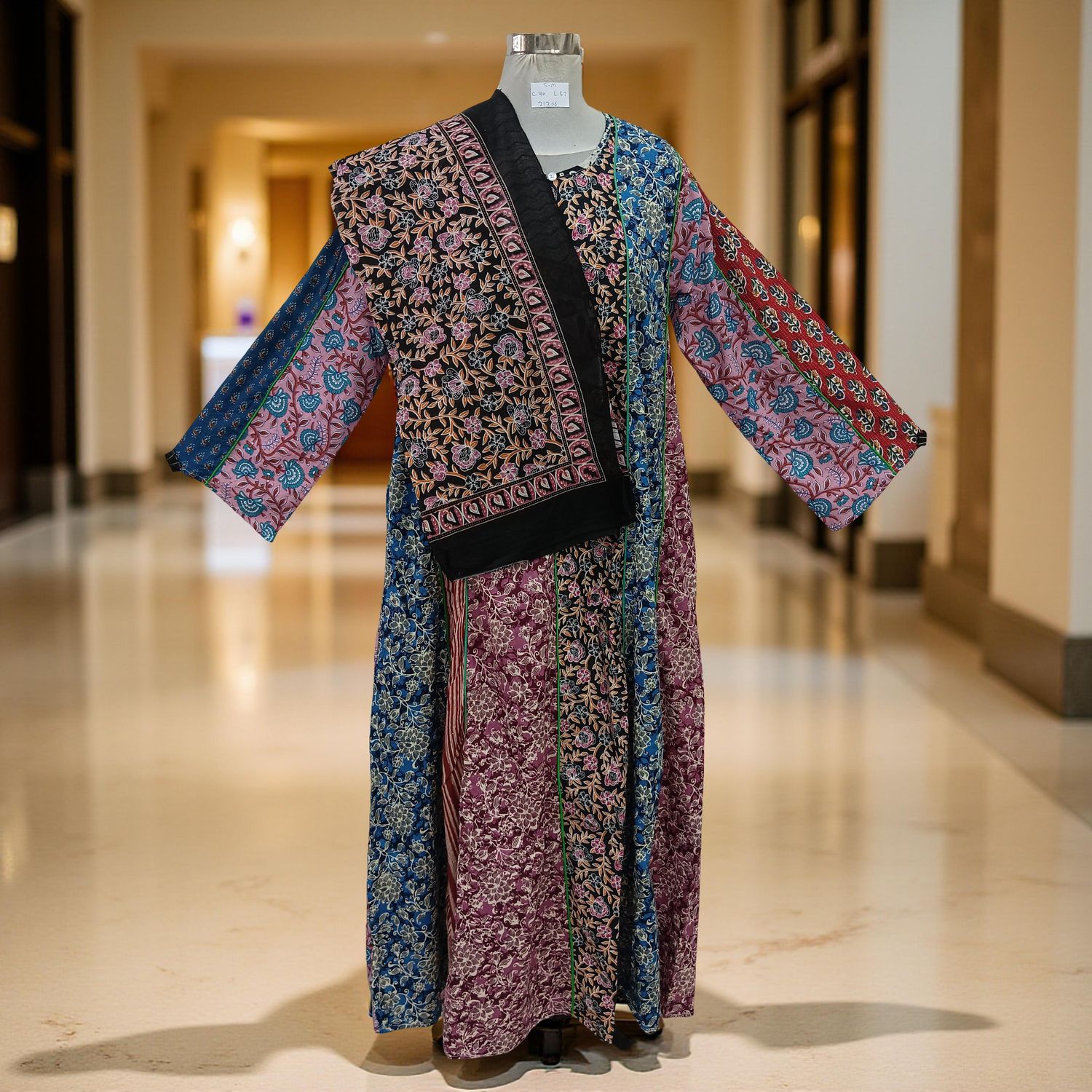 S/M Malaysia Printed Cotton Dress 57&quot; Long Jalabiya With Sheila