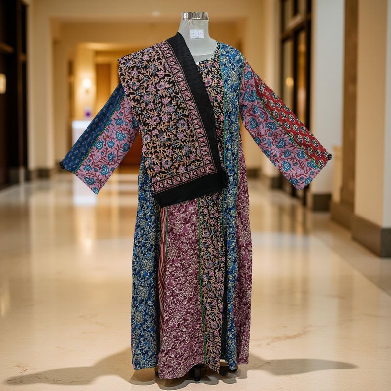 S/M Malaysia Printed Cotton Dress 57&quot; Long Jalabiya With Sheila