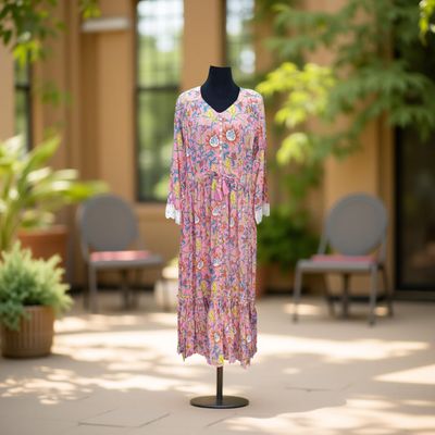 L/XL Ari Printed Cotton Crystal Dress 𝟤̶𝟢̶𝟢̶ 100 AED