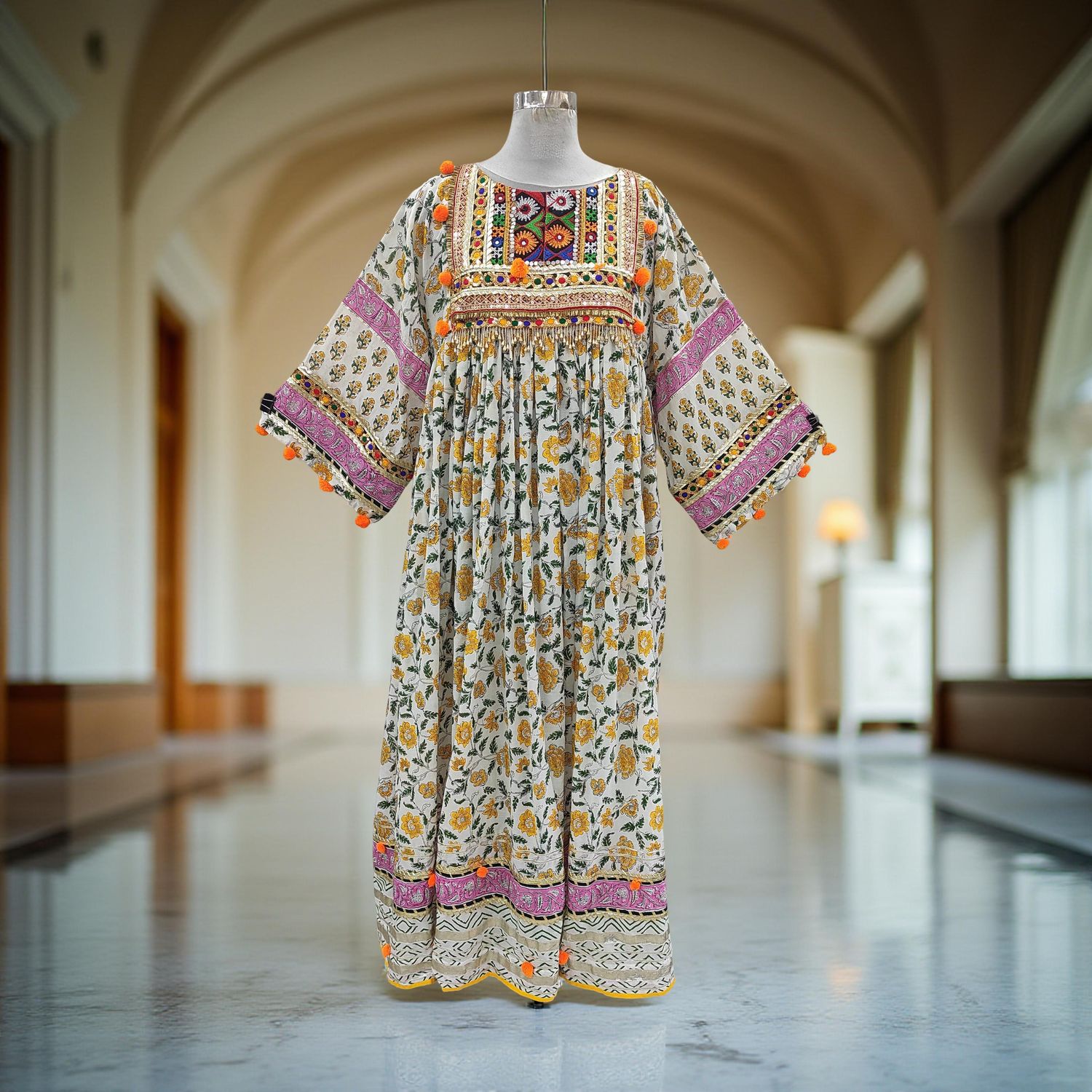 S-M Cotton Banjara Dress Jalabiya AV02