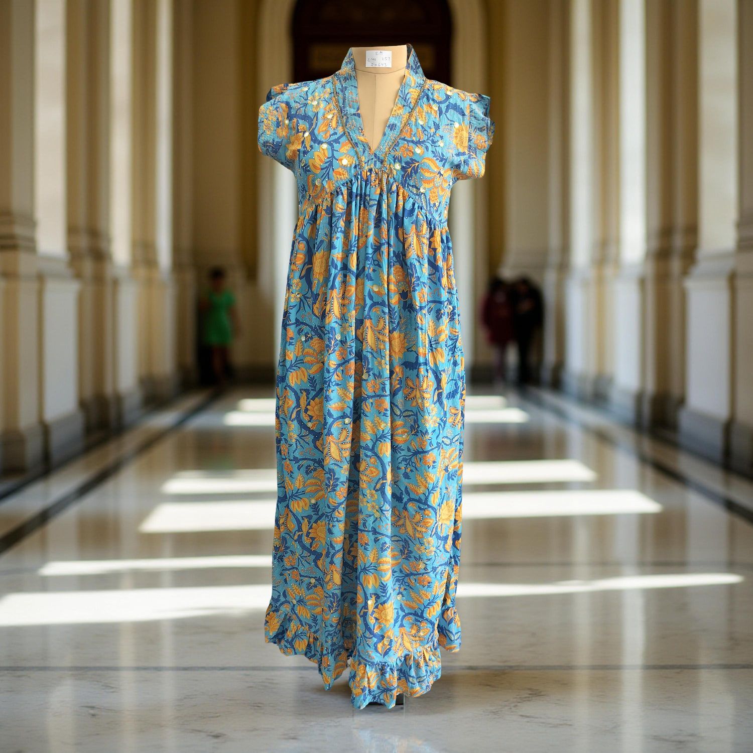 L/XL  Amani Satin Crystal Printed  Dress 57&quot; Long Jalabiya