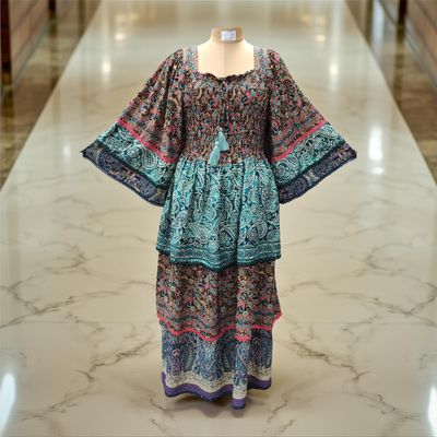 2XL/3XL Rahima Silk Crystal  Dress 57&quot; Long Jalabiya