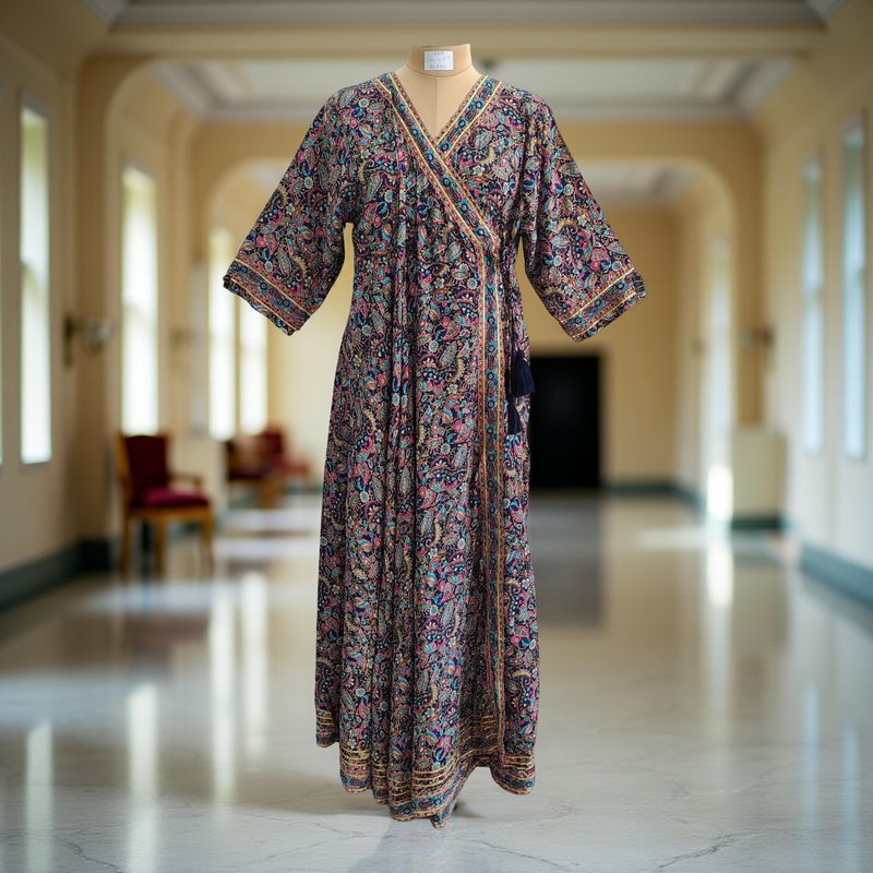 2XL/3XL Priam Printed Silk Crystal Dress 57&quot; Long Jalabiya