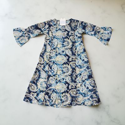 4-5 Year Marry Silk Crystal Printed Cotton Girls Dress 34&quot; Long Jalabiya