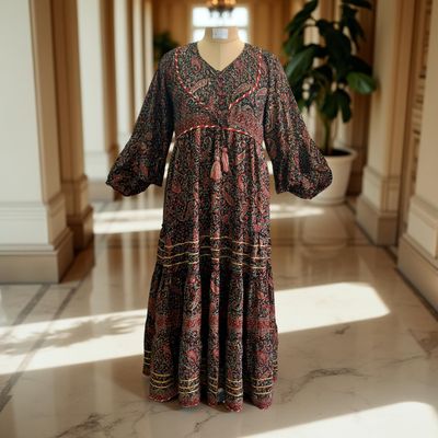 S/M Adeeba Crystal Silk Dress 57&quot; Long Jalabiya