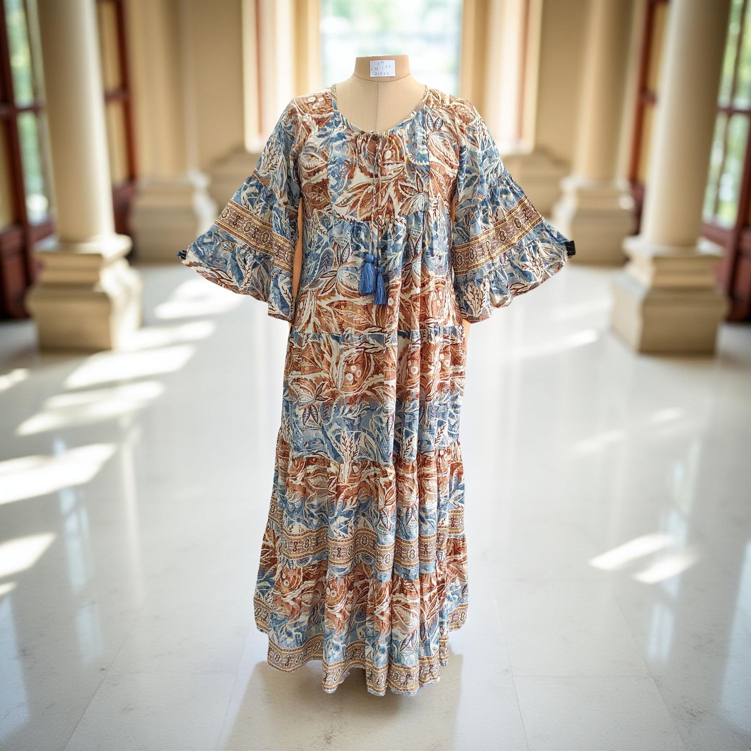 2XL/3XL Gaby Silk Crystal  Long Dress 57&quot; Long Jalabiya