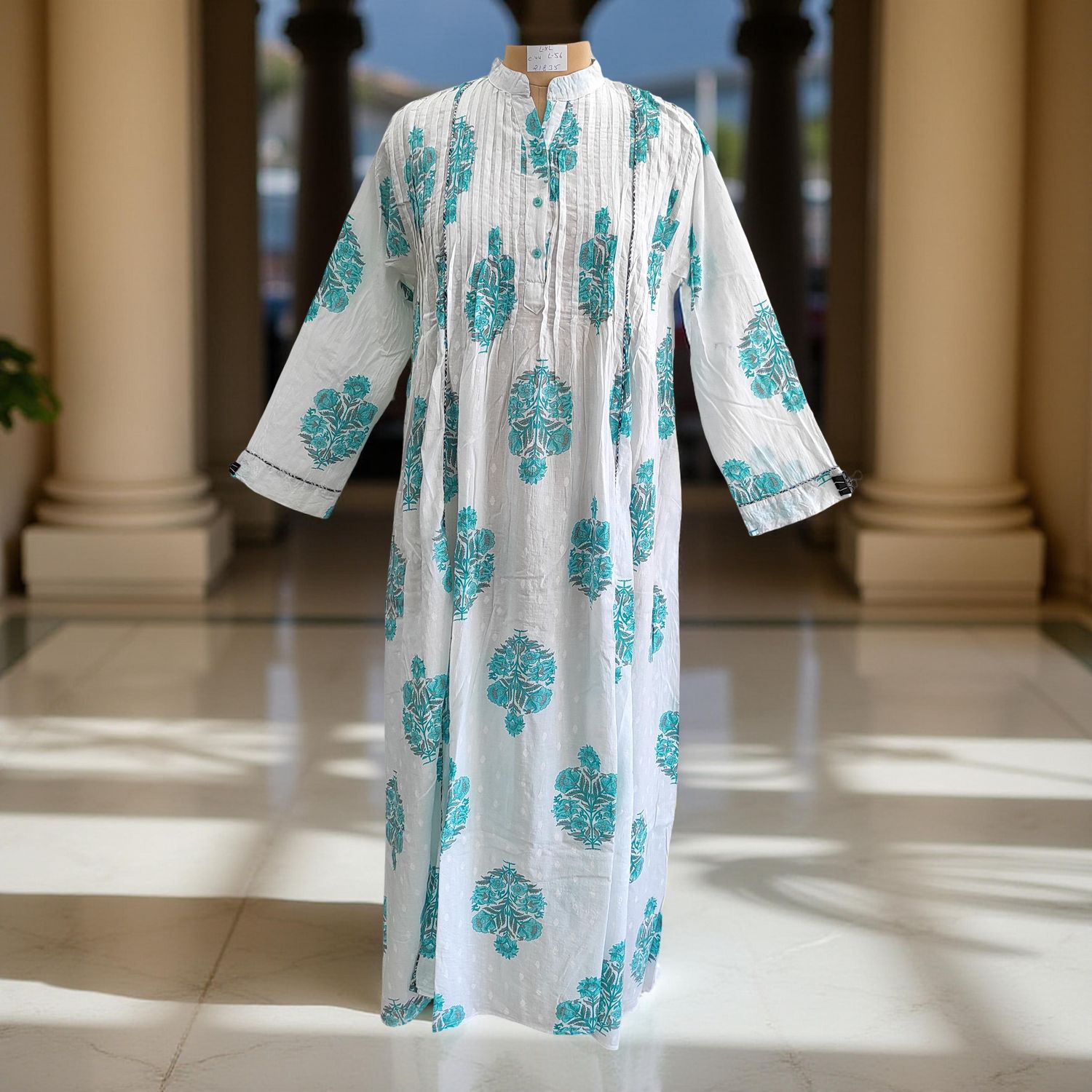 L/XL  Afra Printed Cotton Dress 57&quot; Long Jalabiya