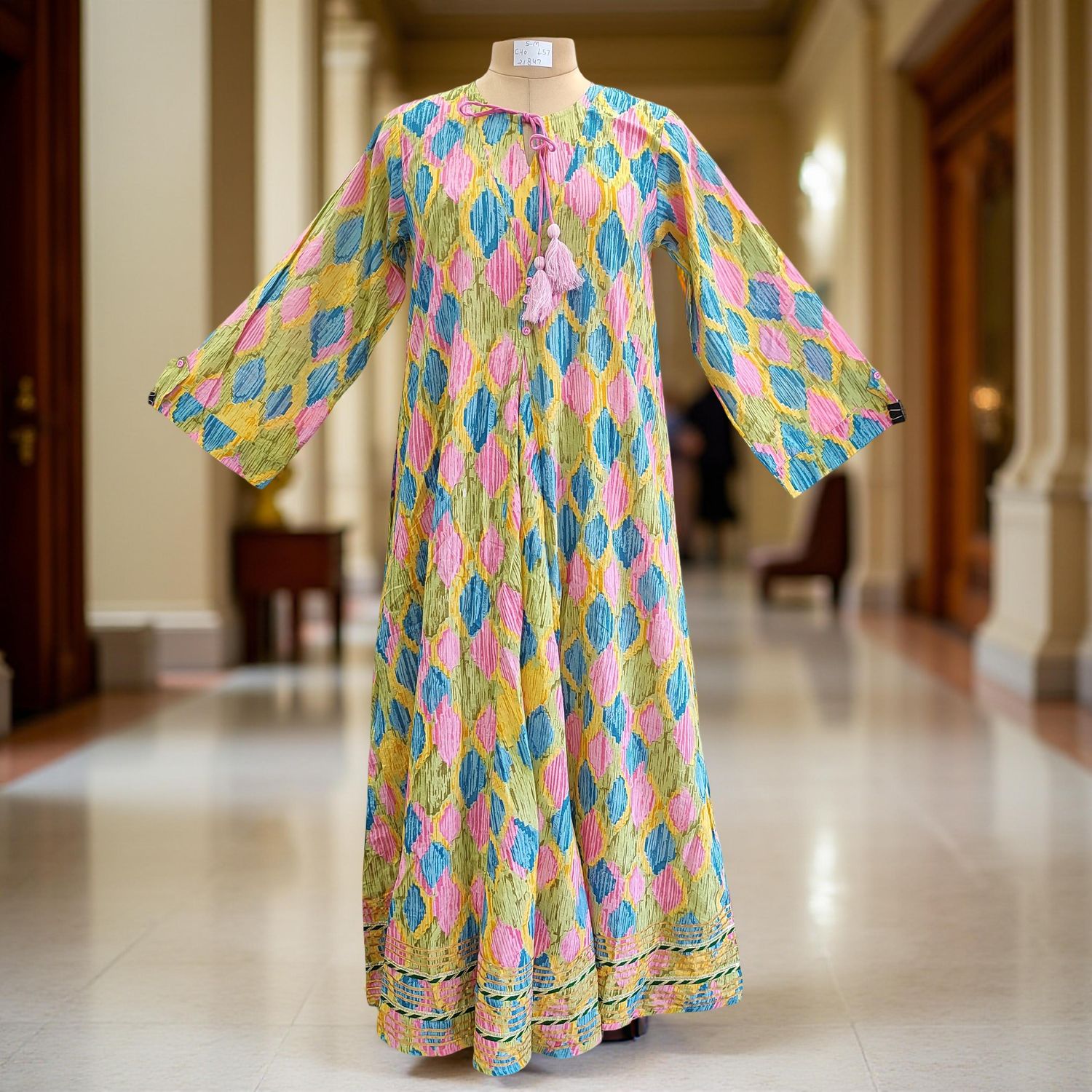 S-M Hanifa Cotton Dress 57&quot; Long Jalabiya